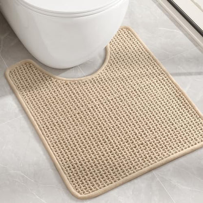 Color&Geometry 20"x24" Chenille Toilet Rugs U Shaped Stain Resistant,Khaki