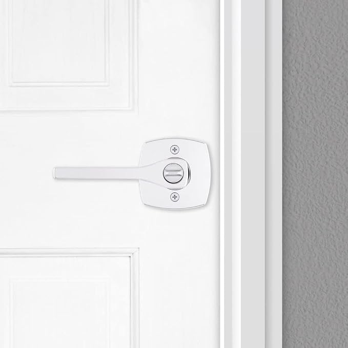 Kwikset Tripoli Lever Entry Door Handle with Lock and Key, Secure Keyed Reversible Lever Exterior, Doorlock, For Front Entrance and Bedrooms, Polished Chrome, Pick Resistant Smartkey Rekey Security