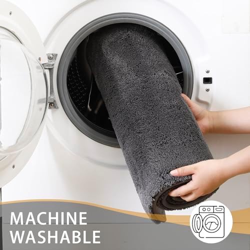 MINIDEAR Bathroom Rugs 60x20 Volcanic Gray - Thick Memory Foam Bath Mat, Ultra Soft & Plush Fluffy, Non-Slip, Quick Dry, Absorbent Washable Floor Microfiber Mat for Tub, Home Decor Accessories