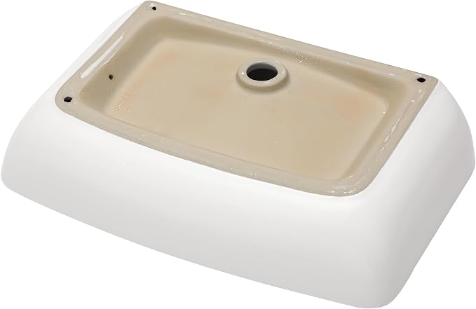 24"x15" Bathroom Vessel Sink Rectangular - White Porcelain Ceramic Rectangle Above Counter Vanity Lavatory Bath Sink Art Basin