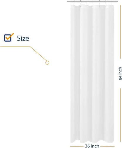 N&Y HOME Fabric Small Stall Shower Curtain Liner Extra Long 36 x 84 inches, Hotel Quality, Washable, Water Repellent, White Bathroom Curtains with Grommets, 36x84