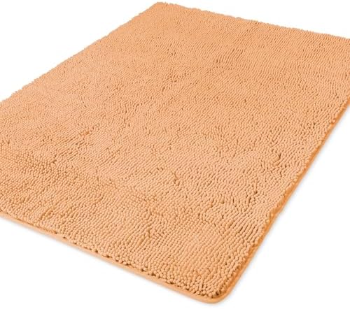 Yeaban Chenille Peach Bathroom Rug 40"x60",Non-Slip Rubber Backing