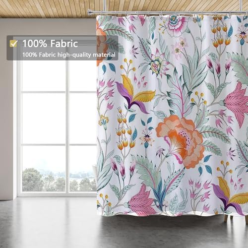 LLSCL Fabric Shower Curtain Liner with Magnets, Peacock Tail Waterproof Hotel Quality, 72 x 72 Machine Washable