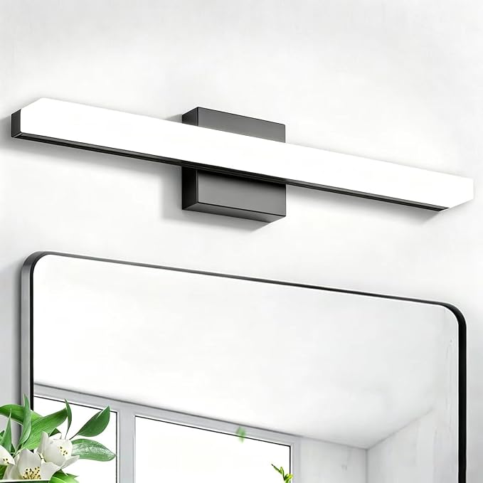 Bathroom Light Fixtures Over Mirror , 16 Inch Modern LED Bathroom Vanity Light , Small lampara para baño IP44 Bath Wall Sconces for Restroom, 6000K Cool White Light Not Dimmable