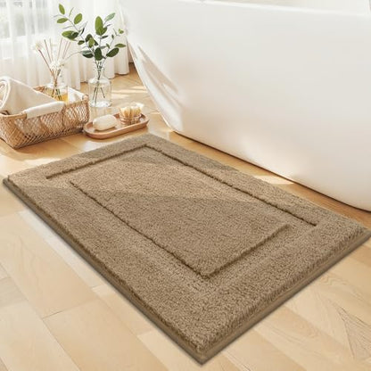 SHACOS Soft Microfiber Bathroom Rugs Set of 2 Pieces, Khaki Brown
