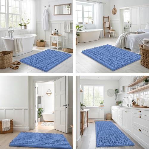 Smiry Bathroom Rugs 24X16, Extra Soft Rubber Backing Chenille Bath Mats