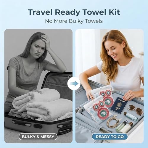 28-Pack Compressed Travel Towel Set, 4 Travel Kits, 3 Sizes