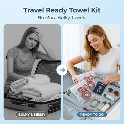28-Pack Compressed Travel Towel Set, 4 Travel Kits, 3 Sizes