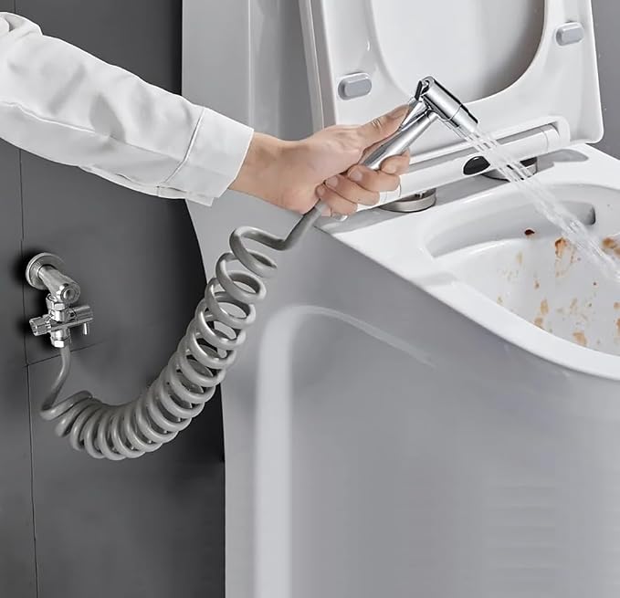 Spring Flexible Shower Hose,ABS Bathroom Spiral Flexible Telescopic Shower Hose for Toilet Faucet, Bidet Sprayer, Hand Shower,Standard G1/2 Connectors(Gray)