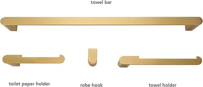 Globe Electric 63000011 4-Piece Bathroom Hardware Accessory Kit, Matte Brass, Towel Bar, Toilet Paper Holder, Towel Ring, Robe Hook, Home Decor, Bathroom Set, Kitchen Décor, Design Essentials