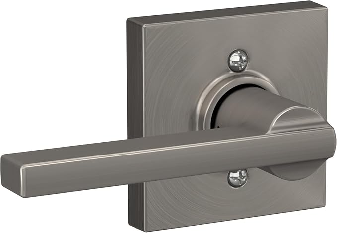 Schlage F10 LAT 619 COL Latitude Door Lever with Collins Trim, Hall & Closet Passage Lock, Satin Nickel