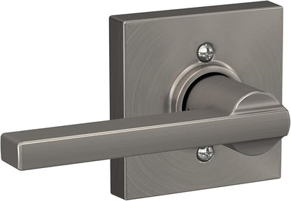 Schlage F170 LAT 619 COL Latitude Door Lever with Collins Trim, One Sided Non-Turning Dummy Door Handle, Satin Nickel