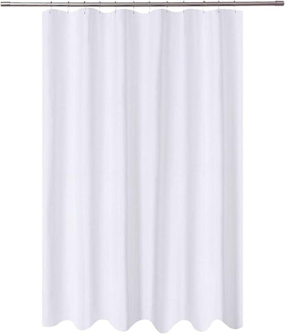 N&Y HOME Extra Long Shower Curtain Liner Fabric 72 x 96 inches, Hotel Quality, Washable, Water Repellent, White Spa Bathroom Curtains with Grommets, 72x96