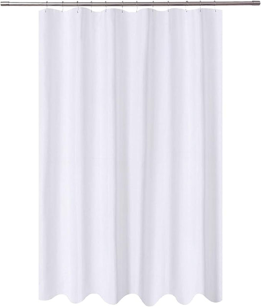 N&Y HOME Extra Long Shower Curtain Liner Fabric 72 x 96 inches, Hotel Quality, Washable, Water Repellent, White Spa Bathroom Curtains with Grommets, 72x96