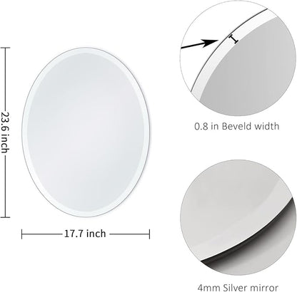 18x24 Inch Bathroom Mirrors for Over Sink, Frameless Mirrors for Wall | Beveled Bathroom Mirror, Bathroom Vanity Mirror for Bedroom Living Room Entryway Home Decor
