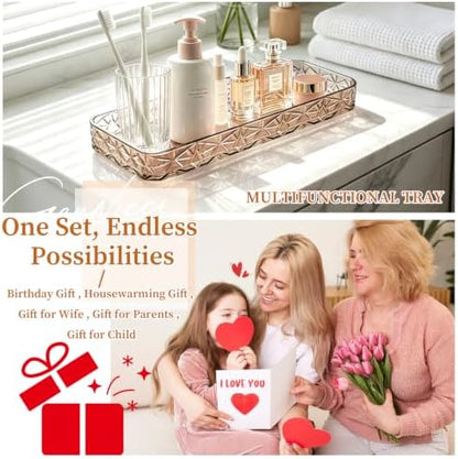Bathroom Accessory Set, 7 Pcs Brown Bathroom Set, Acrylic Soap Dispenser and Toothbrush Holder Set, Qtip Holder Set, Bathroom Sink Set, Gift for Home Apartment