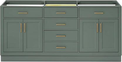 ARIEL Hepburn 72-inch Bathroom Vanity Base Cabinet,Solid Wood, 4 Soft Closing Doors, 6 Dovetail Drawers, Vintage Green