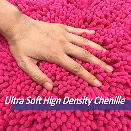 Hot Pink 2 Piece Bathroom Set Chenille Rugs Mat for Kitchen/Living Room