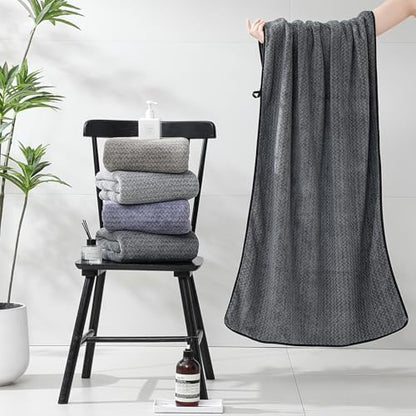 Ultra Soft Bath Towel Set,12 Piece (4 Bath Towels,4 Hand Towels,4 Washcloths) Family Bathroom Towel Set with Hanging Loops,Quick Dry Extra Absorbent Fluffy Shower Towel for Bathroom,Hotel,Spa-Black