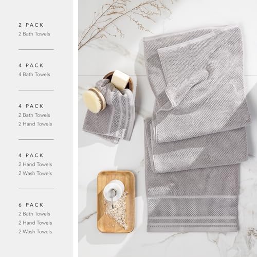 Texere 100% Organic Cotton Rice Weave Jacquard 700 GSM Luxury Bath Towel Sets - Ultra Soft and Absorbent Hotel and Spa Quality (Rice Weave, Cream, 2 Hand & 2 Face Towels)
