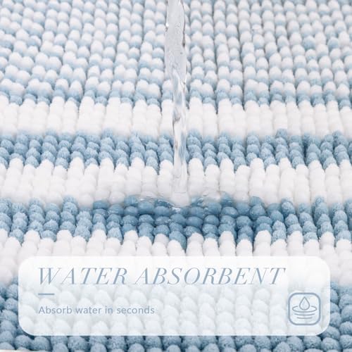 BSICPRO Bathroom Rugs, 20x32 Chenille Bath Mats, Light Blue