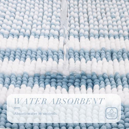 BSICPRO Bathroom Rugs, 20x32 Chenille Bath Mats, Light Blue