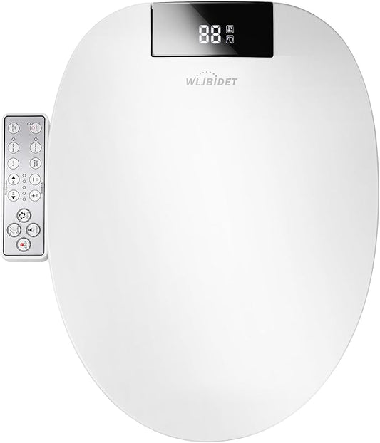 Toilet Bidet Seat, Instant Warm Water, Self-Cleaning Nozzle, Multiple Spraying Modes, Electric Heated Seat, Warm Air Drying, Soft Closed Lid, Display Screen, Requires Electricity, Elongated