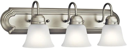 Kichler 24" 3-Light Vanity Bath Light in Brushed Nickel, Modern Bathroom Light with Clear Satin Etched Glass, (24" W x 8" H), 5337NIS