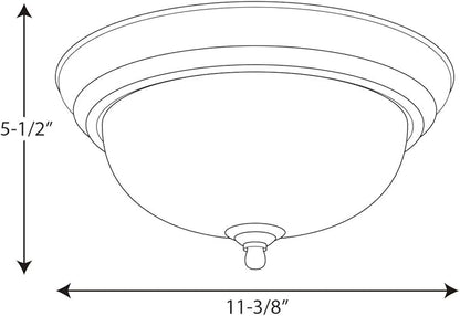 Progress Lighting 1-Light Ceiling Light, Flush Mount Ceiling Light Fixture for Interior Kitchen Lights, Hallway, Bedroom, Living Room, 11-3/8-Inch by 5-1/2-Inch, Antique Bronze, Alabaster Glass Shade