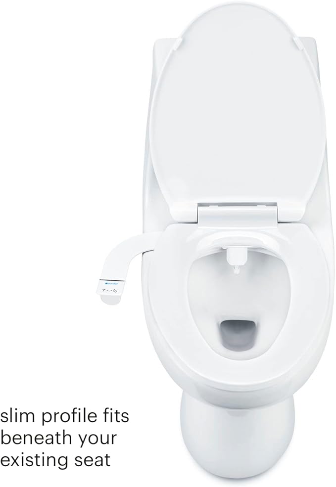 Brondell SS-150W SimpleSpa Thinline Essential Bidet Attachment for Toilet Seats with Adjustable Water Pressure, Side Arm Control, Thin Profile, White (Single Nozzle)