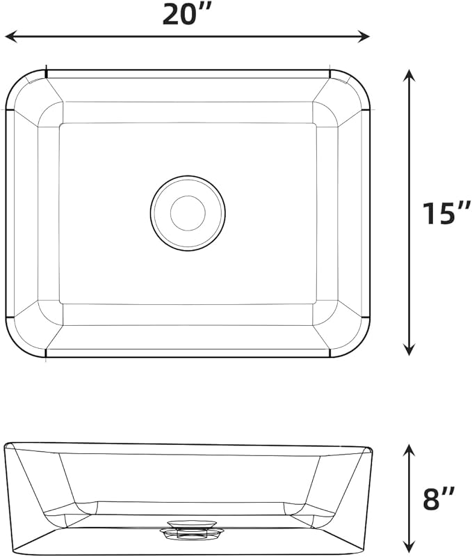 GAOMON Undermount Bathroom Sink, Rectangular 22"x16" Vessel Sink White Ceramic Lavatory Vanity Vessel Sink with Overflow - white