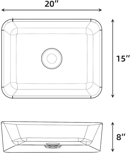 GAOMON Undermount Bathroom Sink, Rectangular 22"x16" Vessel Sink White Ceramic Lavatory Vanity Vessel Sink with Overflow - white