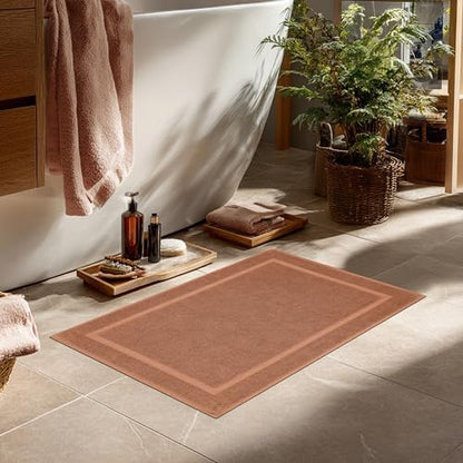 COTTON CRAFT Bath Mats - 2 Pack Tub Shower Floor Mat - 21x30 - Mocha