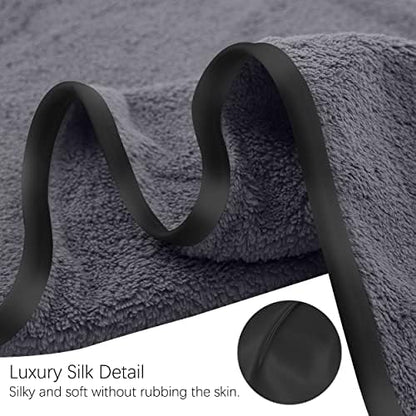 TENSTARS Silk Hemming Hand Towels for Bathroom - Quick Drying - Ultra Soft Microfiber Absorbent Towel for Bath Fitness, Gym, Shower, Hotel, and Spa - 16x28 Inch | Set of 6, Dark Grey