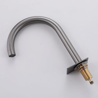 Water Faucet Restroom 3 Hole Gooseneck 2 Knob Faucet for Bathroom Sink Brass,Gun Gray
