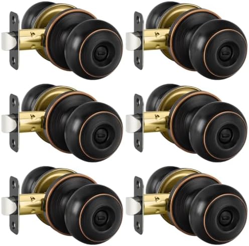 Haidms 6 Pack Oil Rubbed Bronze Door Knobs Interior, Bronze Privacy Interior Door Knobs for Bedroom or Bathroom Classic Round Doorknobs Hardware
