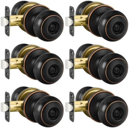 Haidms 6 Pack Oil Rubbed Bronze Door Knobs Interior, Bronze Privacy Interior Door Knobs for Bedroom or Bathroom Classic Round Doorknobs Hardware