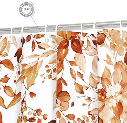 Gibelle Orange Eucalyptus Shower Curtain, Watercolor Floral Print, 72x72