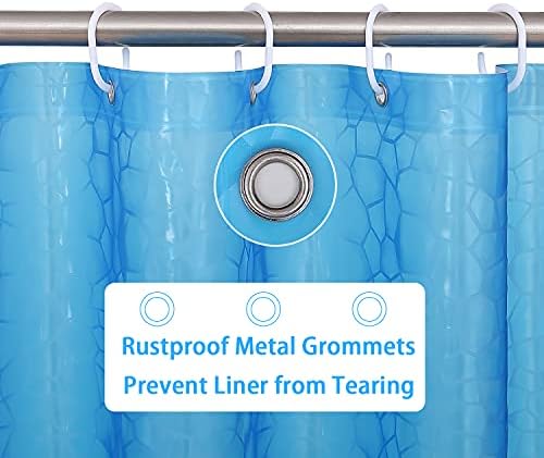 Bostofy Waterproof Shower Curtain Liner EVA Thick Shower Curtain with Heavy Duty 3 Bottom Magnets, Shower Liner for Shower Stall, Bathtubs, 3D Pebble Pattern, 72 x 72,12 Hooks