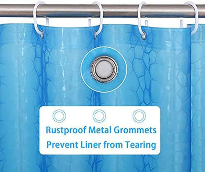 Bostofy Waterproof Shower Curtain Liner EVA Thick Shower Curtain with Heavy Duty 3 Bottom Magnets, Shower Liner for Shower Stall, Bathtubs, 3D Pebble Pattern, 72 x 72,12 Hooks