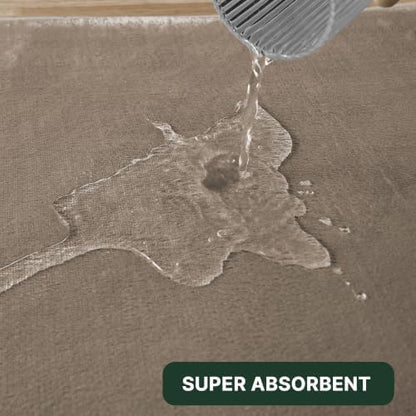 H.VERSAILTEX Bath Mat Memory Foam Bathroom Rug Flannel Velvety Luxury Extra Soft and Absorbent Non Slip Rugs for Bathroom/Bedroom Washable (Curved Set 20"x 32" Plus 20"x 20"U, Taupe)