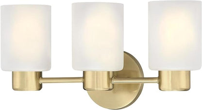Westinghouse 6126700 Sylvestre Transitional Three Light Wall Fixture, Champagne Brass Finish, Frosted Glass