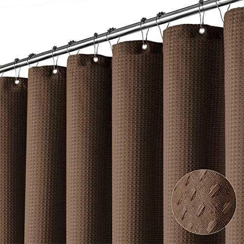Dynamene Stall Waffle Shower Curtain 256 GSM Heavy Fabric 54x72 Brown