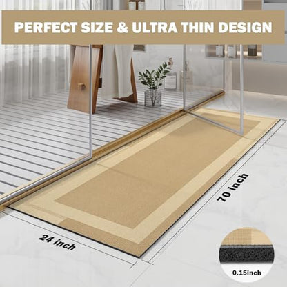 YDKGL Non Slip Bath Mat Long Ultra Thin Bathroom Rugs Runner Fit Under Door