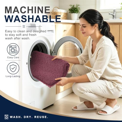 OLANLY Microfiber Bathroom Rugs 30x20, Soft Absorbent Bath Mat, Burgundy