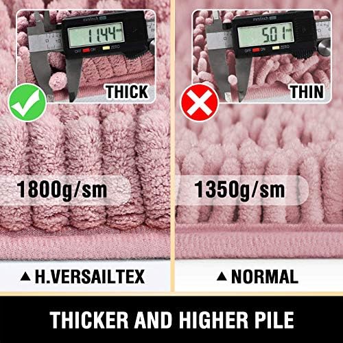 H.VERSAILTEX Bathroom Rugs Bath Mats Non Slip Luxury Chenille Bathroom Runner Rug 24x47 Extra Soft and Absorbent Shaggy Rugs Washable Dry Fast Area Carpet Mats, Tub - Coral Pink