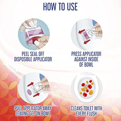 Lysol Click Gel Automatic Toilet Bowl Cleaner, Gel Toilet Bowl Cleaner, For Cleaning and Refreshing – Mango & Hibiscus, 6 applicators (Pack of 4, 24 Count Total)