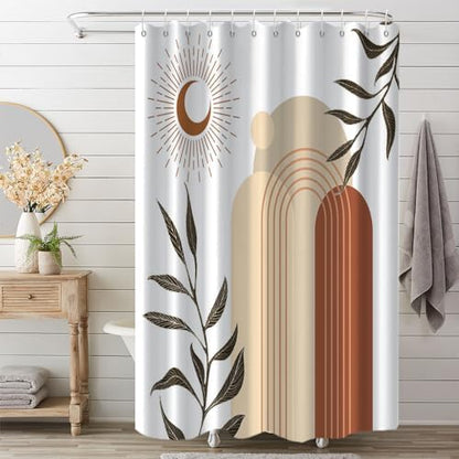 Boho Moon Shower Curtain with Hooks for Bathroom 72x78 Inch