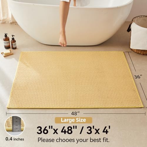 Triohero Large Bathroom Rugs Non Slip Washable Bath Rugs Super Absorbent Bathroom Rug Thin Quick Dry Low Pile Bath Mats, Yellow 36"x48"