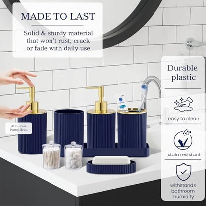 Navy Blue Bathroom Accessories Set - Bathroom Decor Sets
